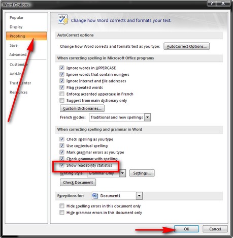 microsoft word readability statistics 2008