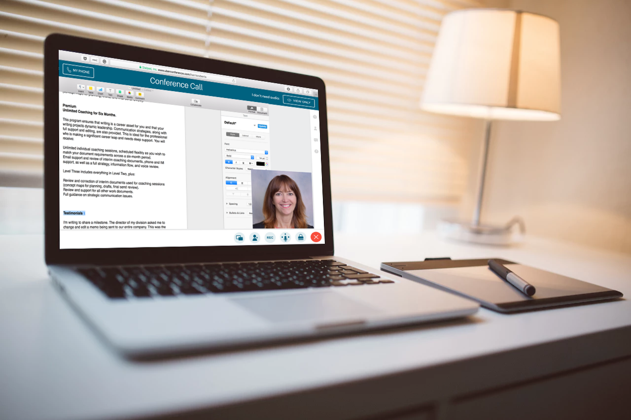 corporate writing coach conference-call-laptop