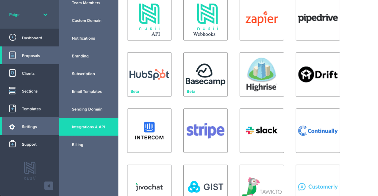 Nusii integrations