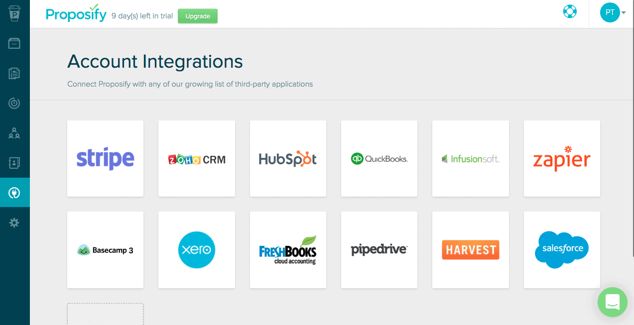 Proposify Account Integrations